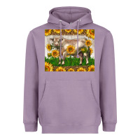 Lavender Western Charolais Bull With Sunflowers Heavyweight Hoodie - LillyAllenDesigns