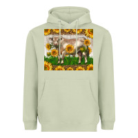 Matcha Western Charolais Bull With Sunflowers Heavyweight Hoodie - LillyAllenDesigns