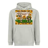 Moon Dust Western Charolais Bull With Sunflowers Heavyweight Hoodie - LillyAllenDesigns