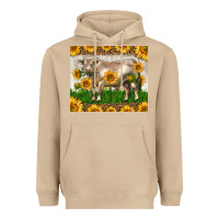 Mushroom Western Charolais Bull With Sunflowers Heavyweight Hoodie - LillyAllenDesigns