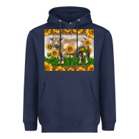 Navy Western Charolais Bull With Sunflowers Heavyweight Hoodie - LillyAllenDesigns
