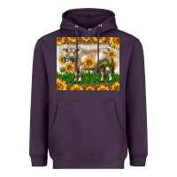 Plum Western Charolais Bull With Sunflowers Heavyweight Hoodie - LillyAllenDesigns