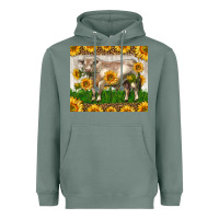 Sage Western Charolais Bull With Sunflowers Heavyweight Hoodie - LillyAllenDesigns