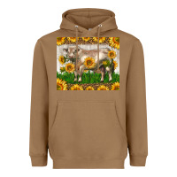 Toasted Coconut Western Charolais Bull With Sunflowers Heavyweight Hoodie - LillyAllenDesigns