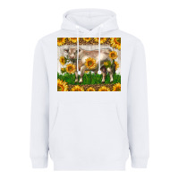 White Western Charolais Bull With Sunflowers Heavyweight Hoodie - LillyAllenDesigns