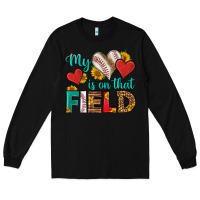 Black my heart is on that field baseball Long Sleeve Tee - HRA Design Shop
