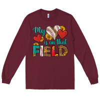 Burgundy my heart is on that field baseball Long Sleeve Tee - HRA Design Shop