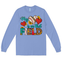Colony Blue my heart is on that field baseball Long Sleeve Tee - HRA Design Shop