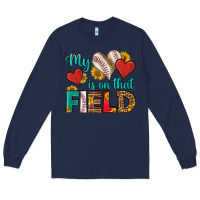 Navy my heart is on that field baseball Long Sleeve Tee - HRA Design Shop