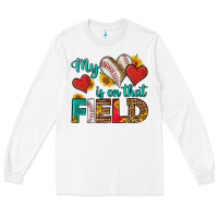 White my heart is on that field baseball Long Sleeve Tee - HRA Design Shop