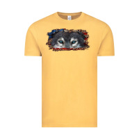 Vintage Mustard wolf eyes american flag Vintage Tee - RanaPortraitStore
