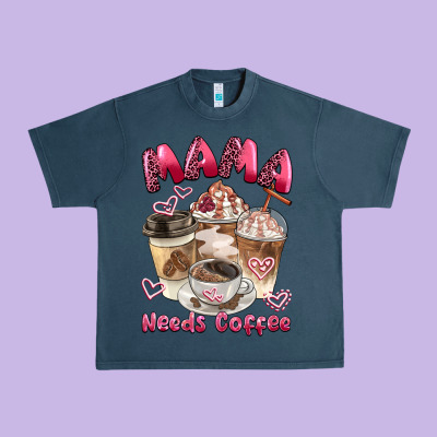 Mama Needs Coffee Urban Heavy Tee Designed By Barkaloodesign