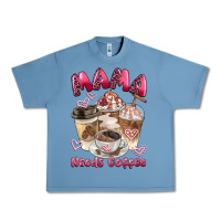 Pebble Blue mama needs coffee Urban Heavy Tee - BarkalooDesign