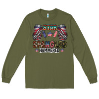 Army Green star spangled hammered Long Sleeve Tee - CowhideDigitalArt