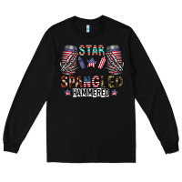 Black star spangled hammered Long Sleeve Tee - CowhideDigitalArt