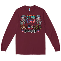 Burgundy star spangled hammered Long Sleeve Tee - CowhideDigitalArt