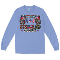 Colony Blue star spangled hammered Long Sleeve Tee - CowhideDigitalArt