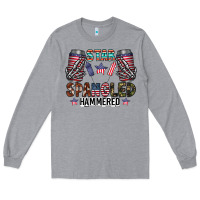 Heather Grey star spangled hammered Long Sleeve Tee - CowhideDigitalArt