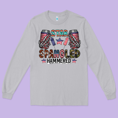 Star Spangled Hammered Long Sleeve Tee Designed By Cowhidedigitalart