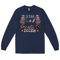 Navy star spangled hammered Long Sleeve Tee - CowhideDigitalArt