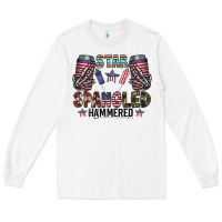 White star spangled hammered Long Sleeve Tee - CowhideDigitalArt