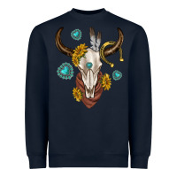 Navy western cow skull Heavyweight Sweatshirt - texasbilliewilder
