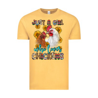 Vintage Mustard just a girl who loves chickens Vintage Tee - Zillion Design Studio