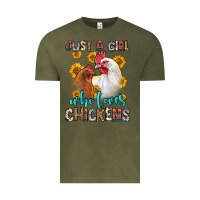 Vintage Olive just a girl who loves chickens Vintage Tee - Zillion Design Studio