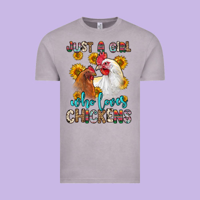 Just A Girl Who Loves Chickens Vintage Tee Designed By Zillion Design Studio