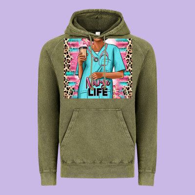 Nurse Life Afro Woman Vintage Hoodie Designed By Ranaportraitstore