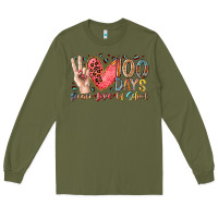 Army Green peace love 100 days of school Long Sleeve Tee - RacoonDesign