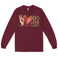 Burgundy peace love 100 days of school Long Sleeve Tee - RacoonDesign