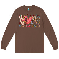 Chestnut peace love 100 days of school Long Sleeve Tee - RacoonDesign