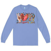 Colony Blue peace love 100 days of school Long Sleeve Tee - RacoonDesign