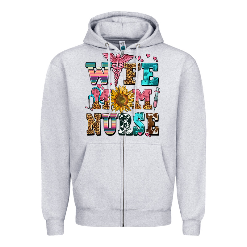 Wife Mom Nurse Zipper Hoodie by AdoDesignShop | Teevron