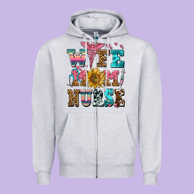 Wife Mom Nurse Zipper Hoodie Designed By Adodesignshop