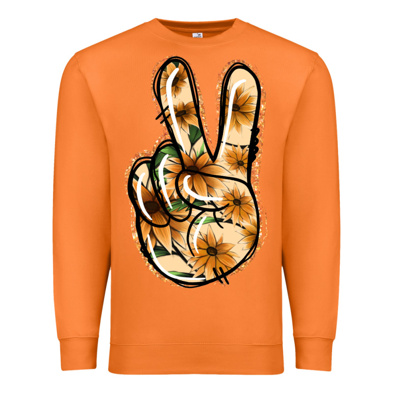 Floral Gold Peace Sign Premium Sweatshirt by Jasminsmagicworld | Teevron