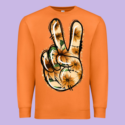 Floral Gold Peace Sign Premium Sweatshirt Designed By Jasminsmagicworld