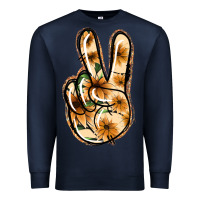 Navy Floral Gold Peace Sign Premium Sweatshirt - Jasminsmagicworld