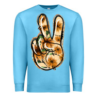 Ocean Blue Floral Gold Peace Sign Premium Sweatshirt - Jasminsmagicworld