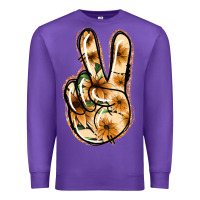 Purple Floral Gold Peace Sign Premium Sweatshirt - Jasminsmagicworld