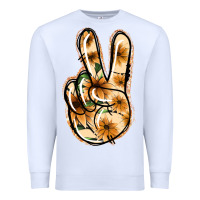 White Floral Gold Peace Sign Premium Sweatshirt - Jasminsmagicworld