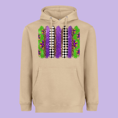 Mardi Gras Brushstrokes Heavyweight Hoodie Designed By Jasminsmagicworld