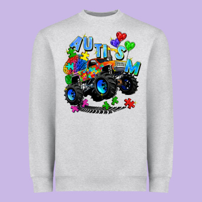 Monster Truck Autism Heavyweight Sweatshirt Designed By Zillion Design Studio