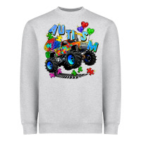 Heather Grey monster truck autism Heavyweight Sweatshirt - Zillion Design Studio