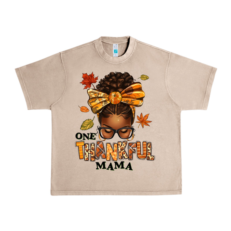 One Thankful Mama Afro Messy Bun Urban Heavy Tee by texasbilliewilder | Teevron