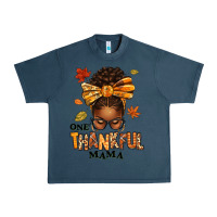 Midnight Navy one thankful mama afro messy bun Urban Heavy Tee - texasbilliewilder