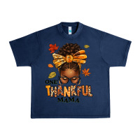 Navy one thankful mama afro messy bun Urban Heavy Tee - texasbilliewilder