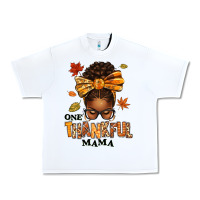 White one thankful mama afro messy bun Urban Heavy Tee - texasbilliewilder