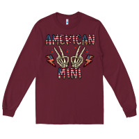 Burgundy american mini Long Sleeve Tee - CowhideDigitalArt